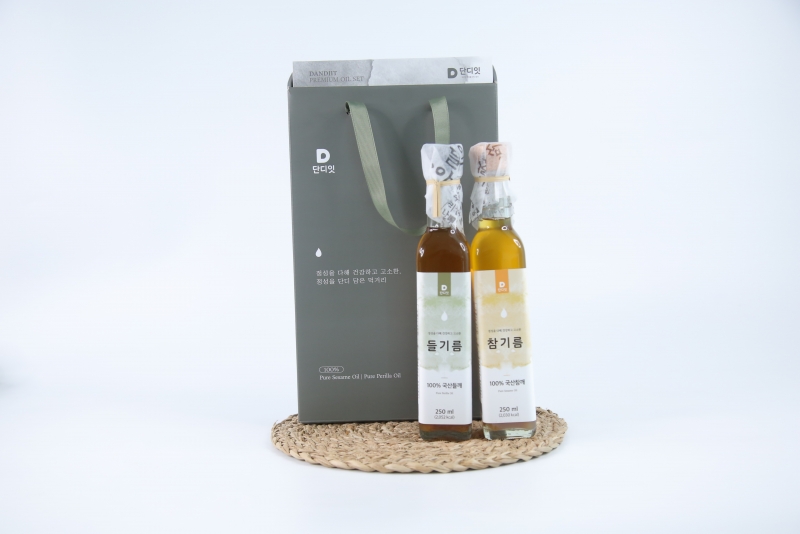 단디담음,혁신전용)[2구선물세트]단디잇 100%국산 저온착유 참기름&들기름 250ml